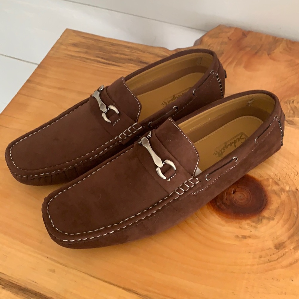 Sedagatti Brown vegan leather driving shoes loafers Men’s 9.5